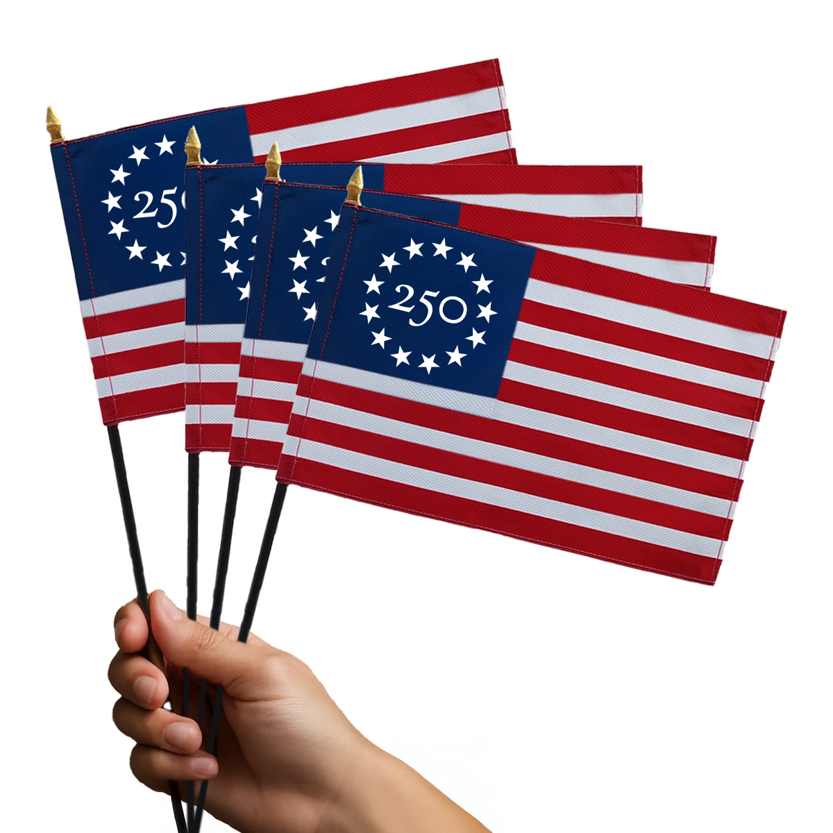 Freedom 250 4"x6" Handheld Flags, Set of 4
