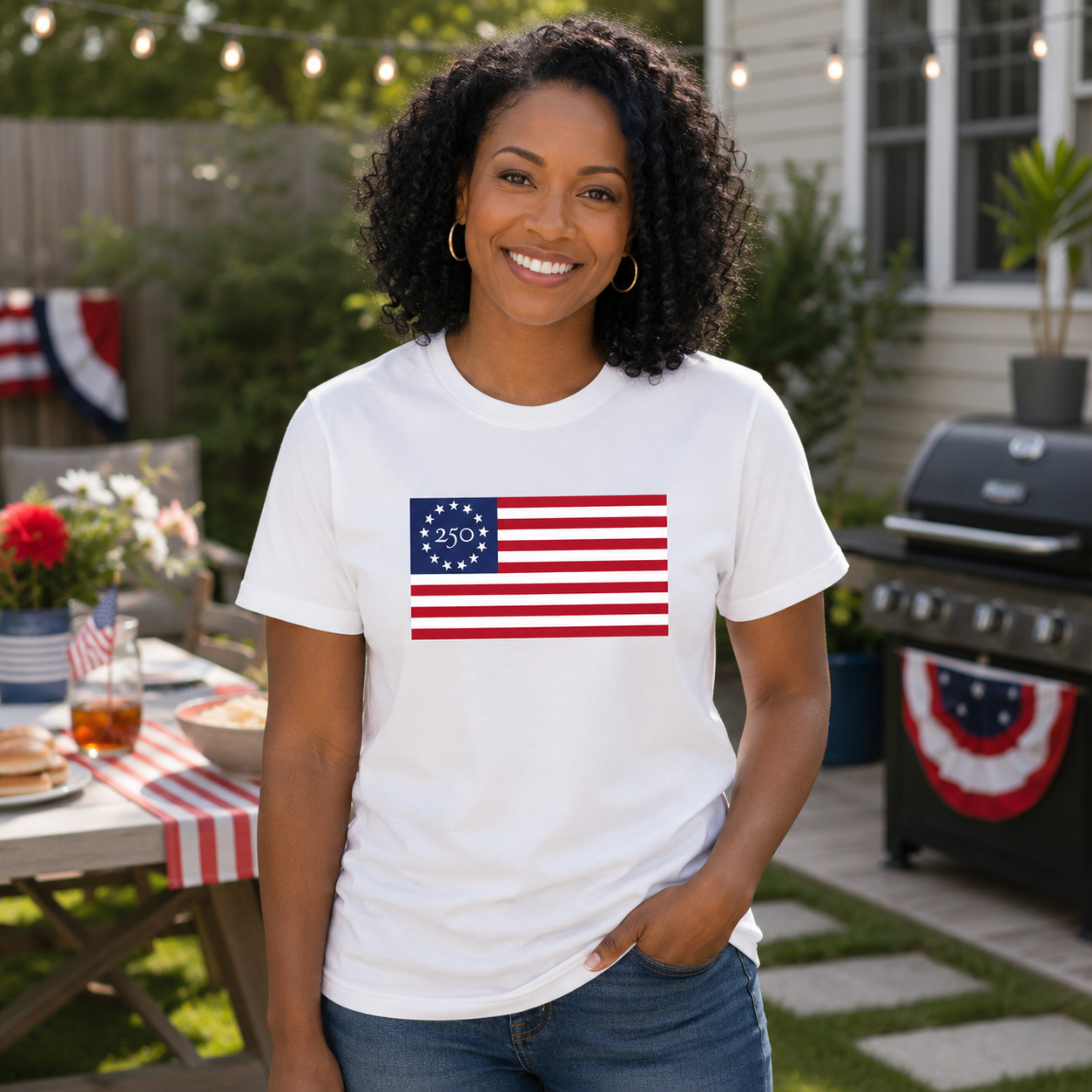 Freedom 250 Betsy Ross Flag White Tee