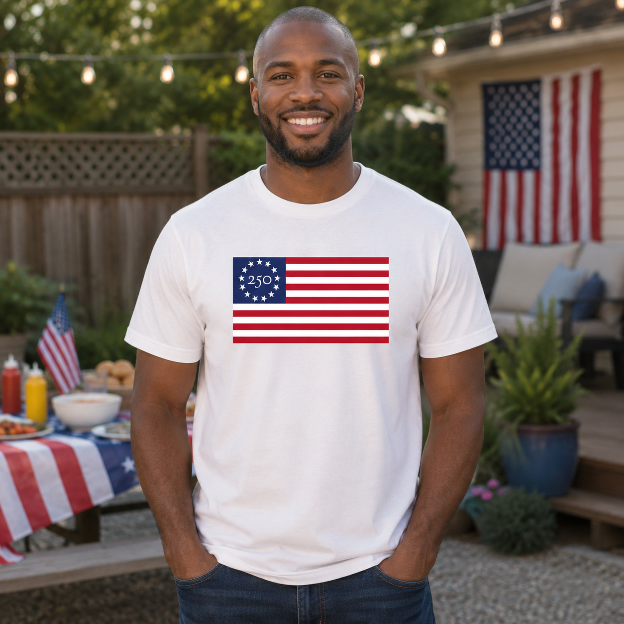 Freedom 250 Betsy Ross Flag White Tee