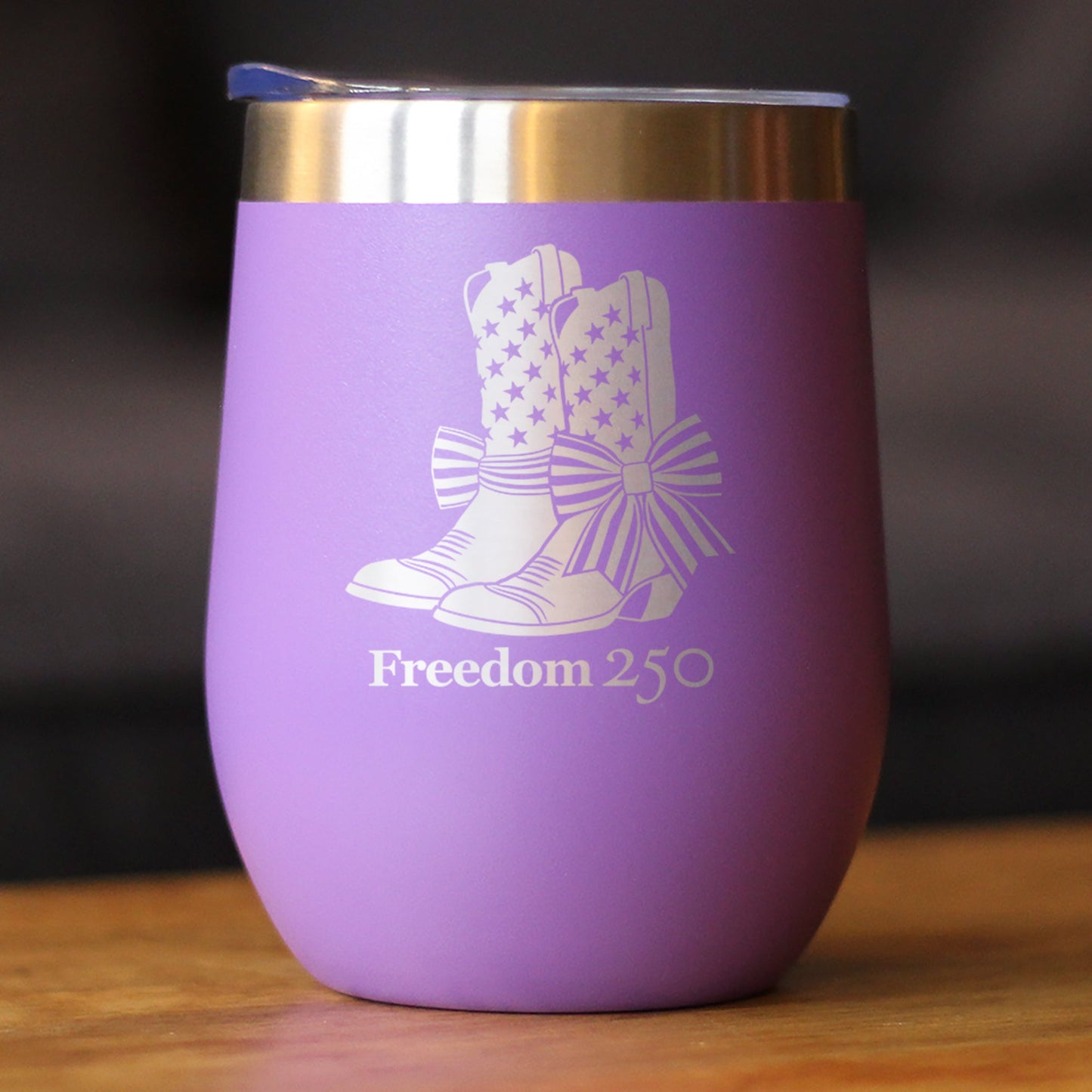 Freedom 250 Cowgirl Boots Insulated Wine Tumbler with Sliding Lid Official Merch for 250th Anniversary of the USA 12oz Stainless Steel Tumbler