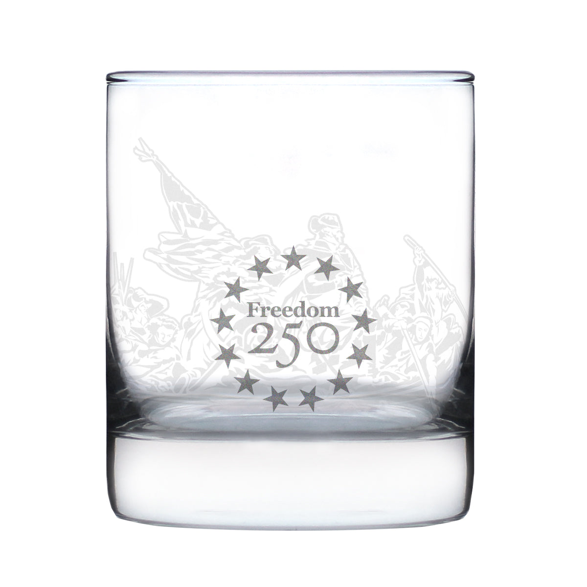 Freedom 250 Washington Crossing the Delaware Engraved Rocks Glass Official Merch for 250th Anniversary of the USA Weighted Whiskey Glasses - 10.25 oz