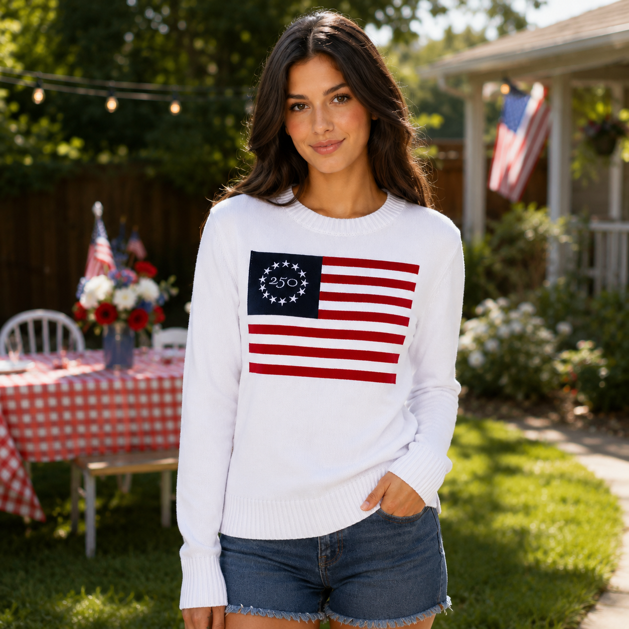 F250 Betsy Ross Cotton Flag Sweater