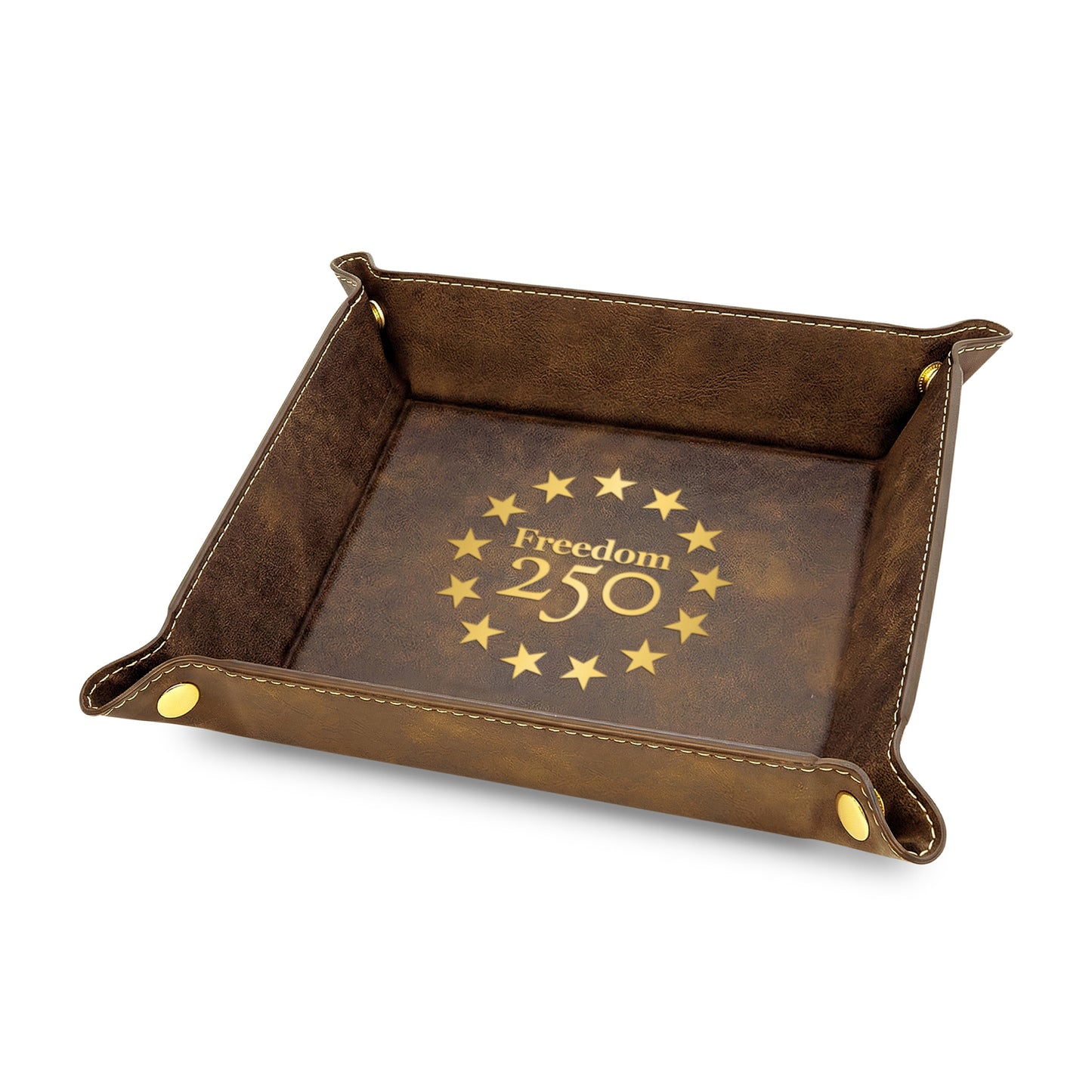 Catch All Brown Icon Logo Leatherette Valet