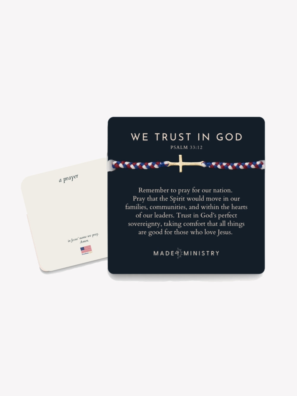 We Trust In God Cross Braided Bracelet