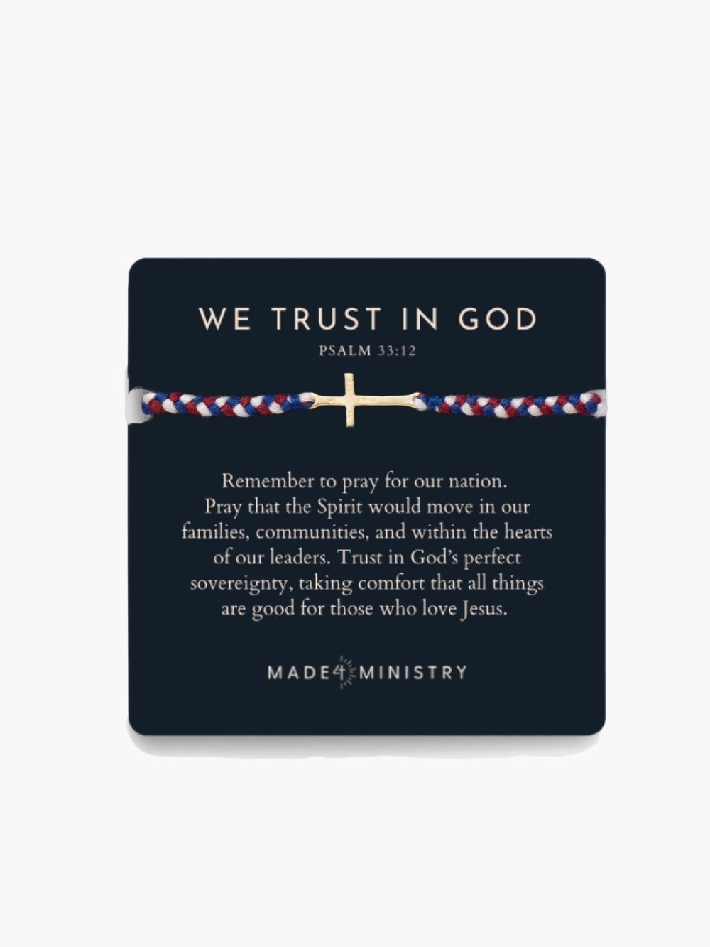 We Trust In God Cross Braided Bracelet