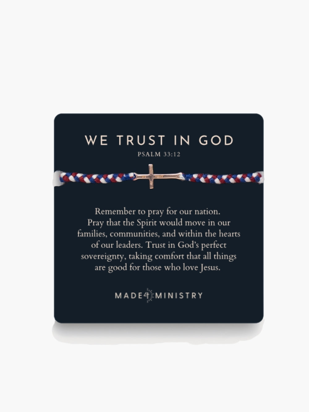We Trust In God Cross Braided Bracelet