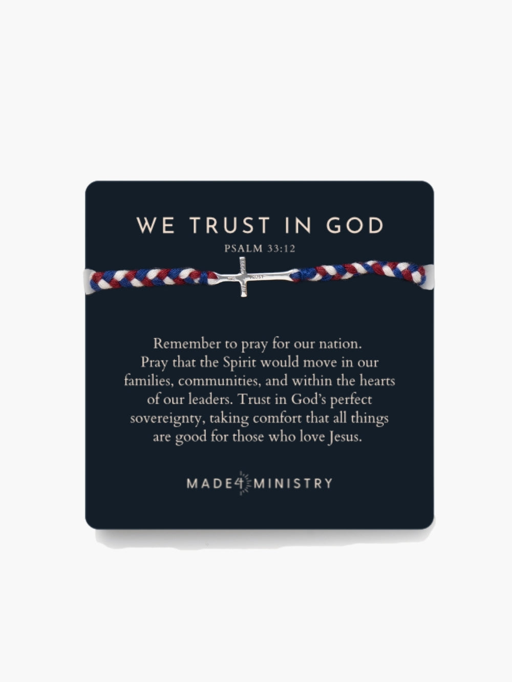 We Trust In God Cross Braided Bracelet
