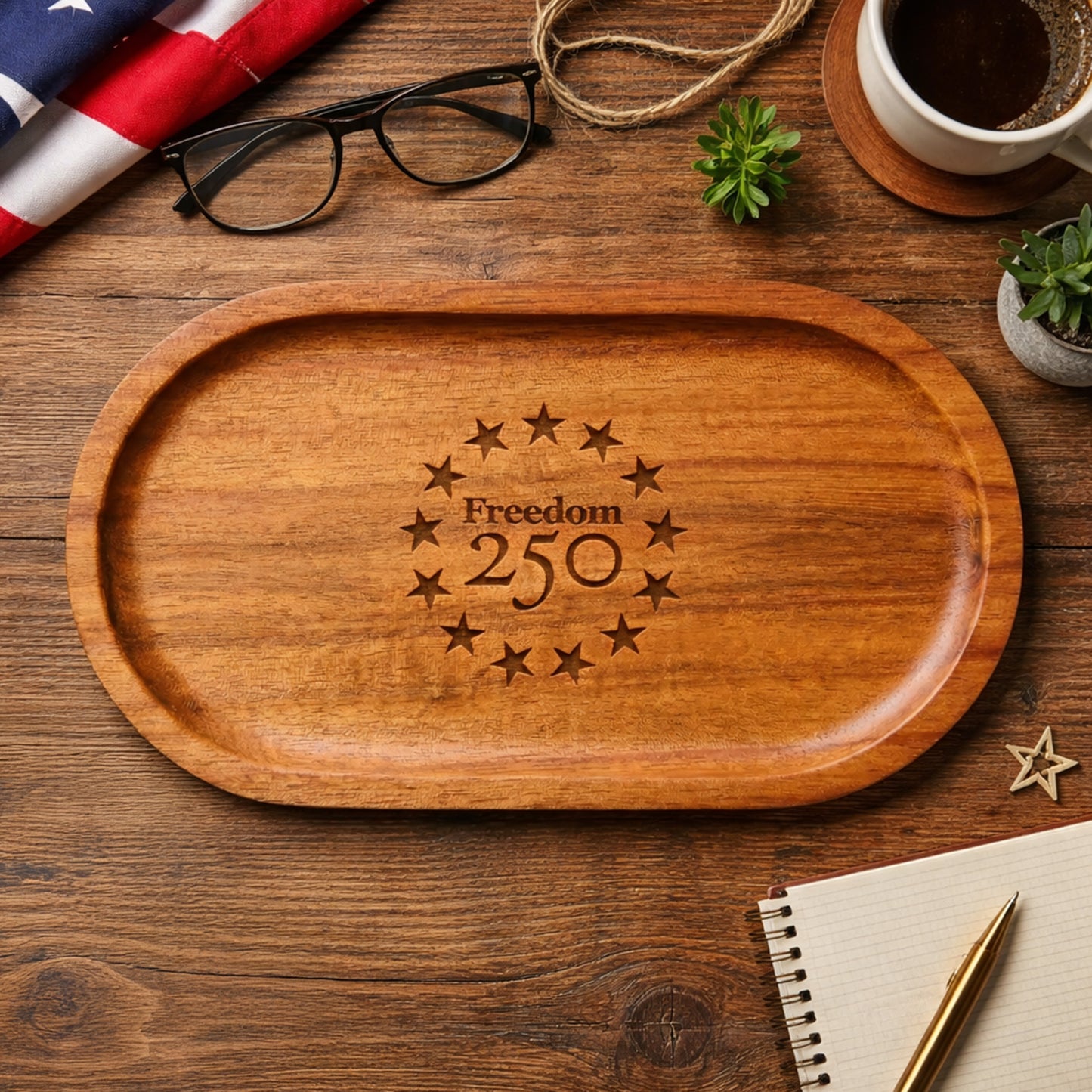 Catch All Icon Logo 7" Wood Tray