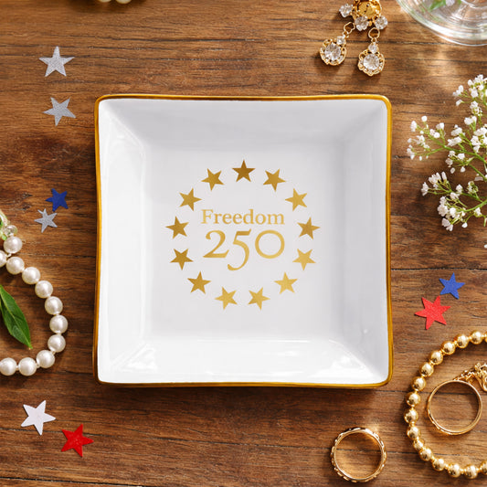 Catch All Gold Icon Logo Square Trinket Dish