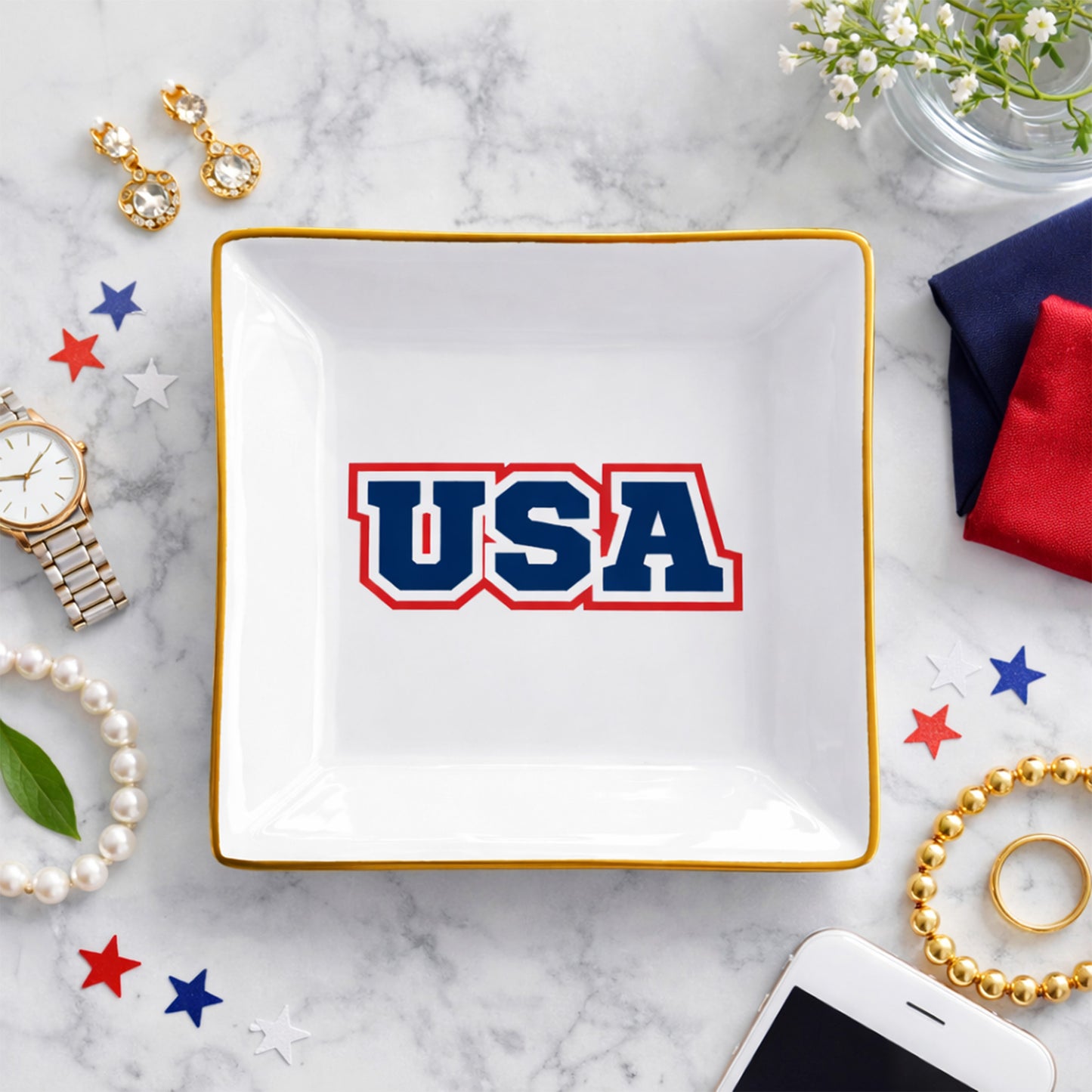 Catch All USA Logo Square Trinket Dish