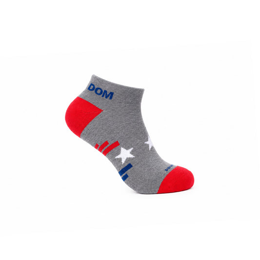 Freedom Flow Ankle Socks, Light Grey/Red
