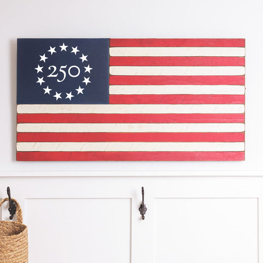 Freedom 250 Classic Wooden American Flag - Handcrafted Patriotic Wall Art