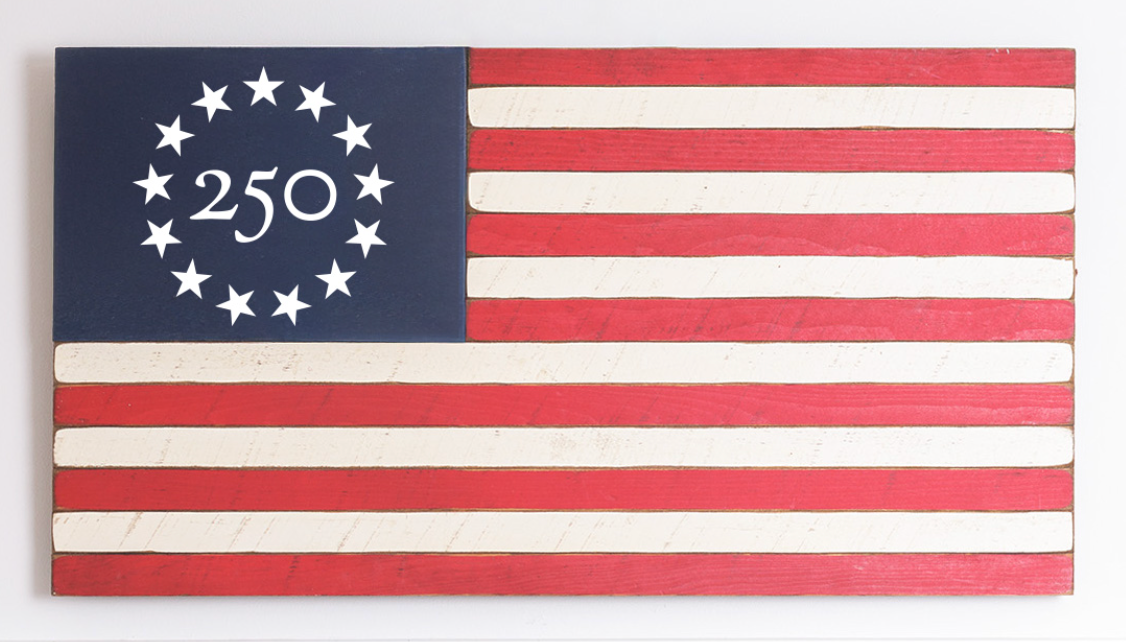 Freedom 250 Classic Wooden American Flag - Handcrafted Patriotic Wall Art