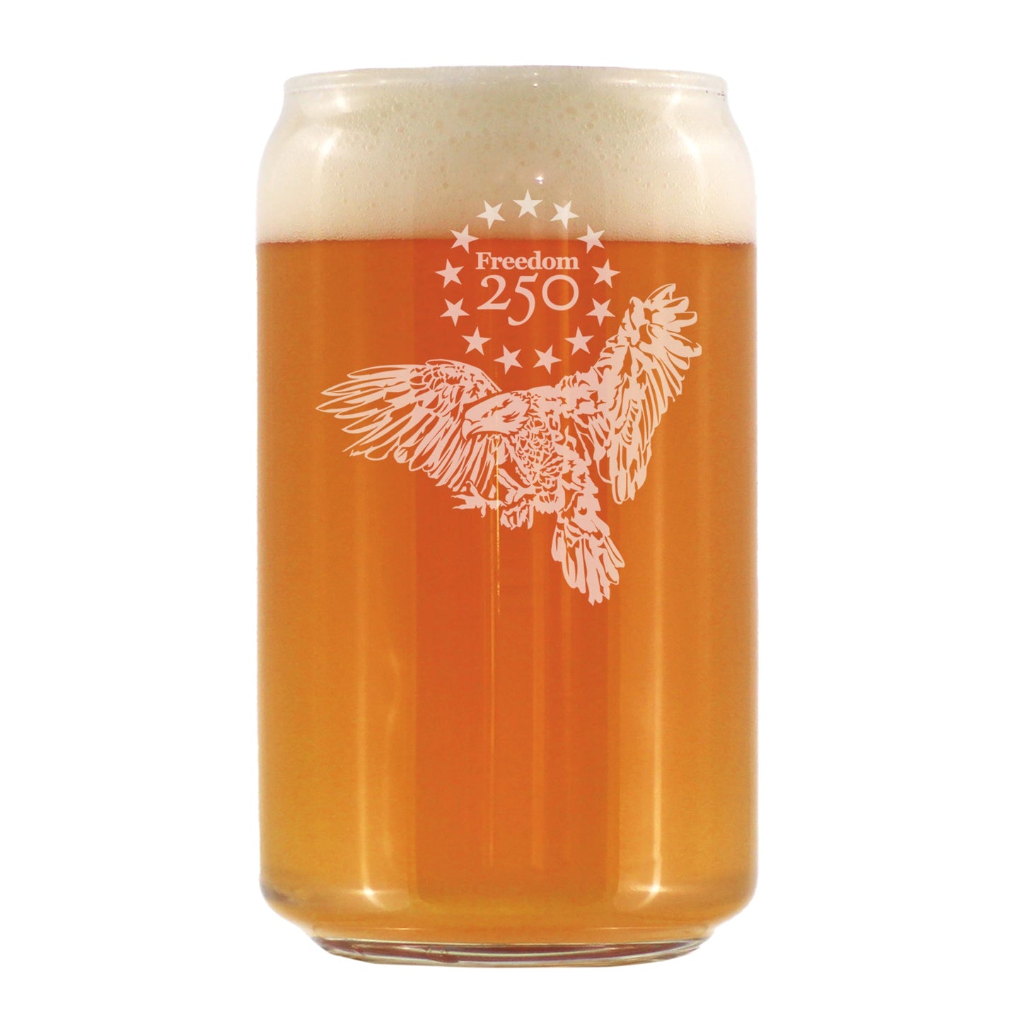 Freedom 250 Bald Eagle Engraved Beer Can Glass 16oz