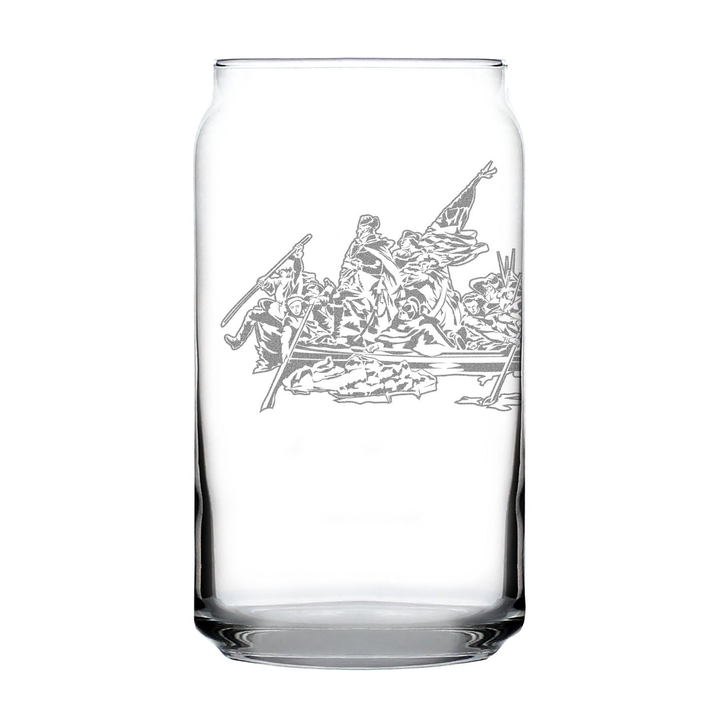 Freedom 250 Washington Crossing the Delaware Engraved Beer Can Glass Official Merch for 250th Anniversary of the USA Beer Can Shaped Pint Glass - 16oz