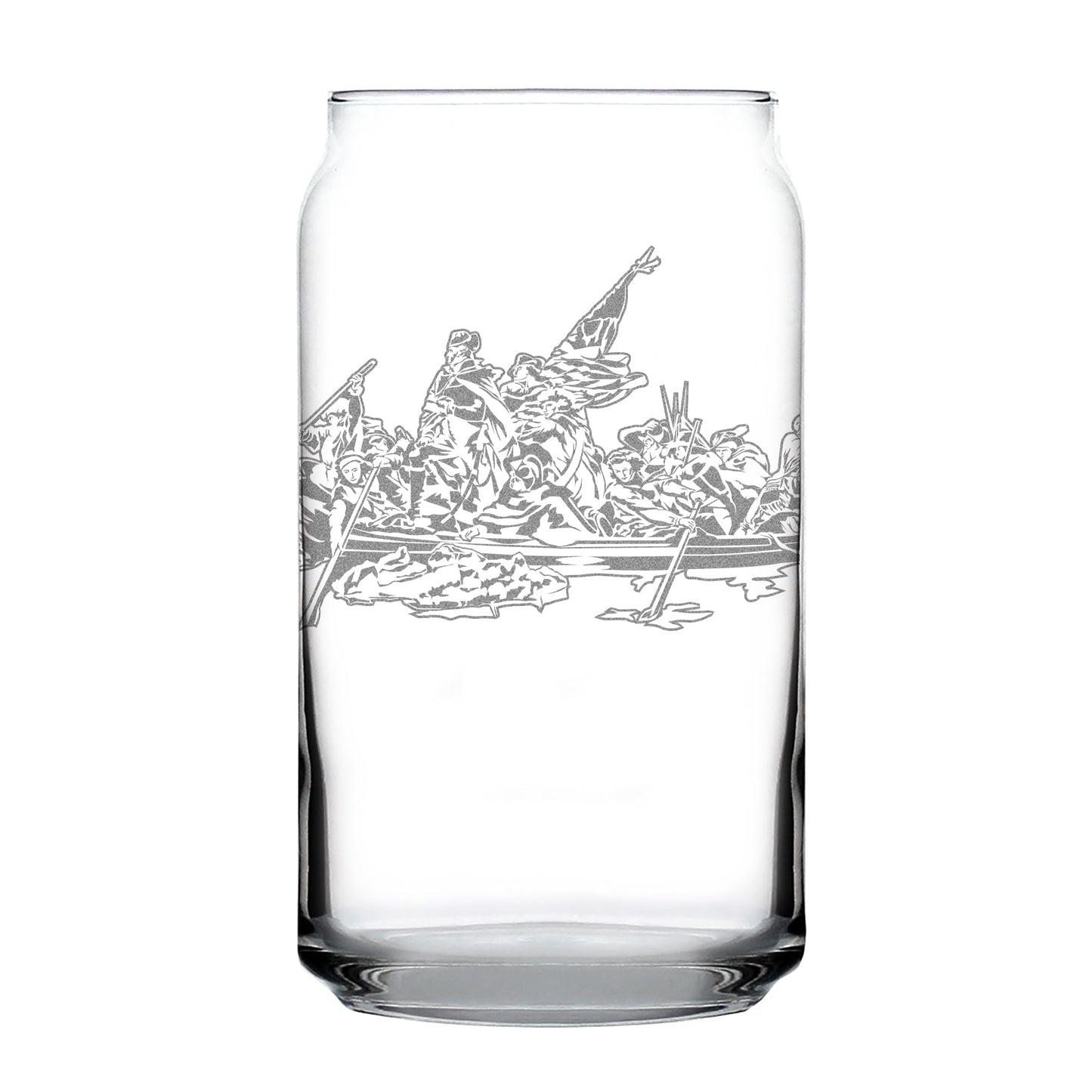 Freedom 250 Washington Crossing the Delaware Engraved Beer Can Glass Official Merch for 250th Anniversary of the USA Beer Can Shaped Pint Glass - 16oz