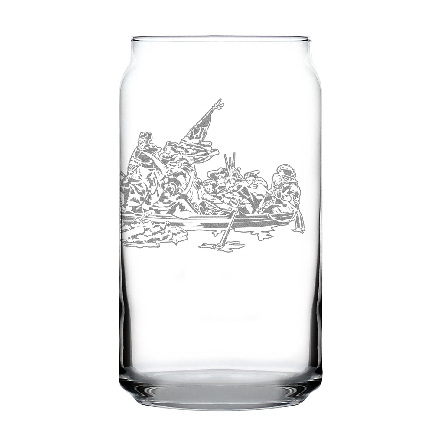 Freedom 250 Washington Crossing the Delaware Engraved Beer Can Glass Official Merch for 250th Anniversary of the USA Beer Can Shaped Pint Glass - 16oz