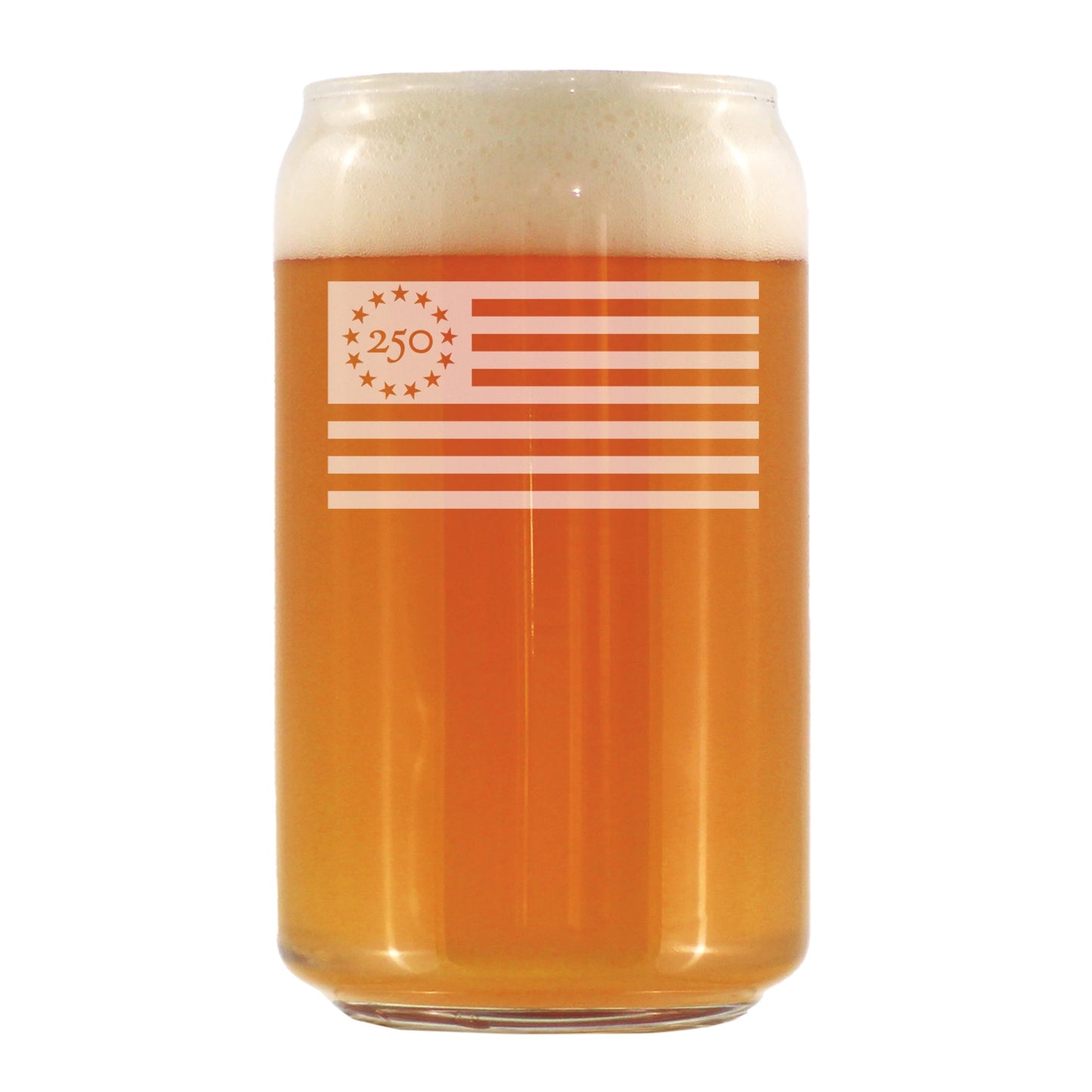 Freedom 250 Flag Logo Engraved Beer Can Glass 16oz