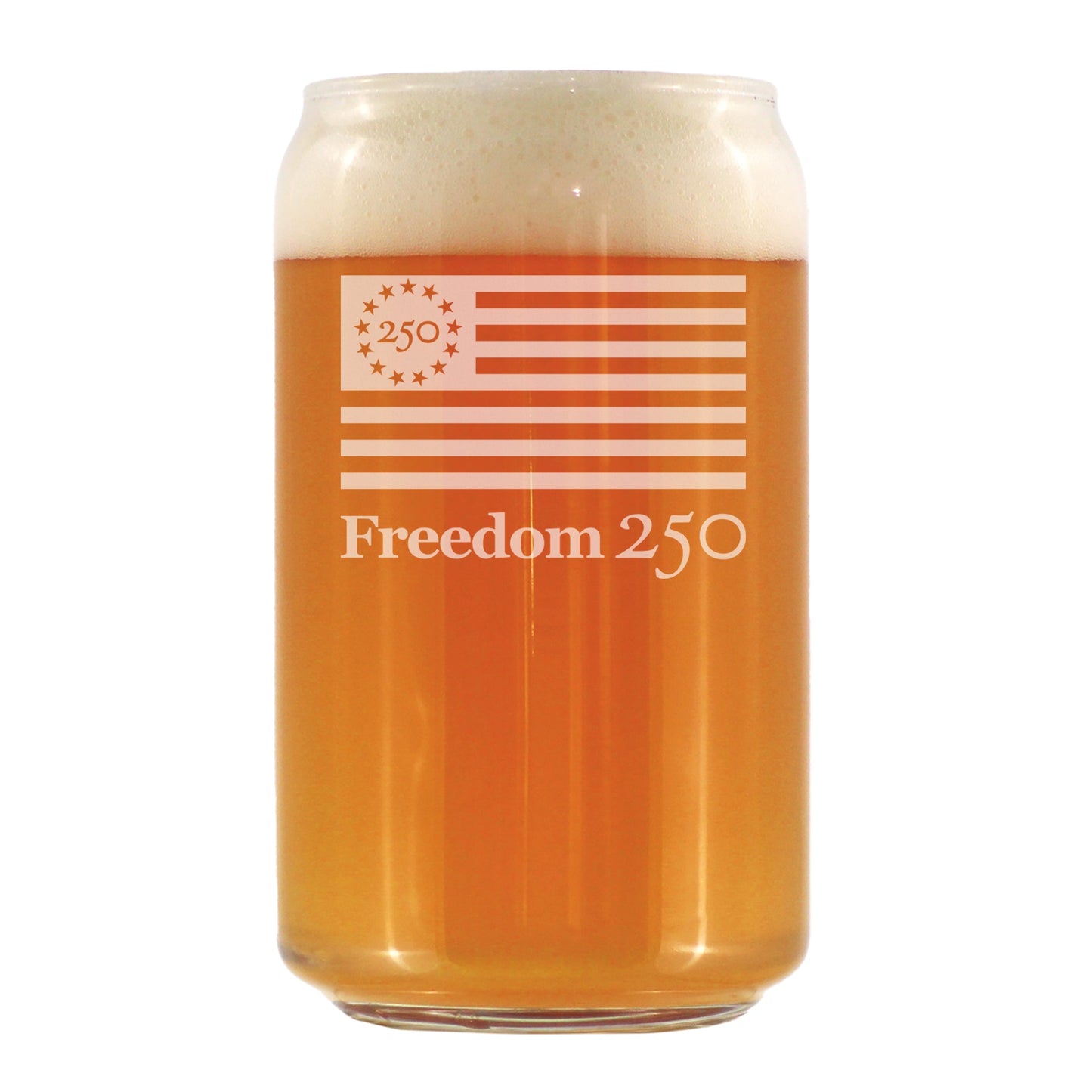 Freedom 250 Logo Engraved Beer Can Glass 16oz