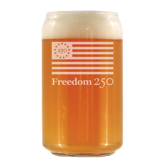 Freedom 250 Logo Engraved Beer Can Glass 16oz