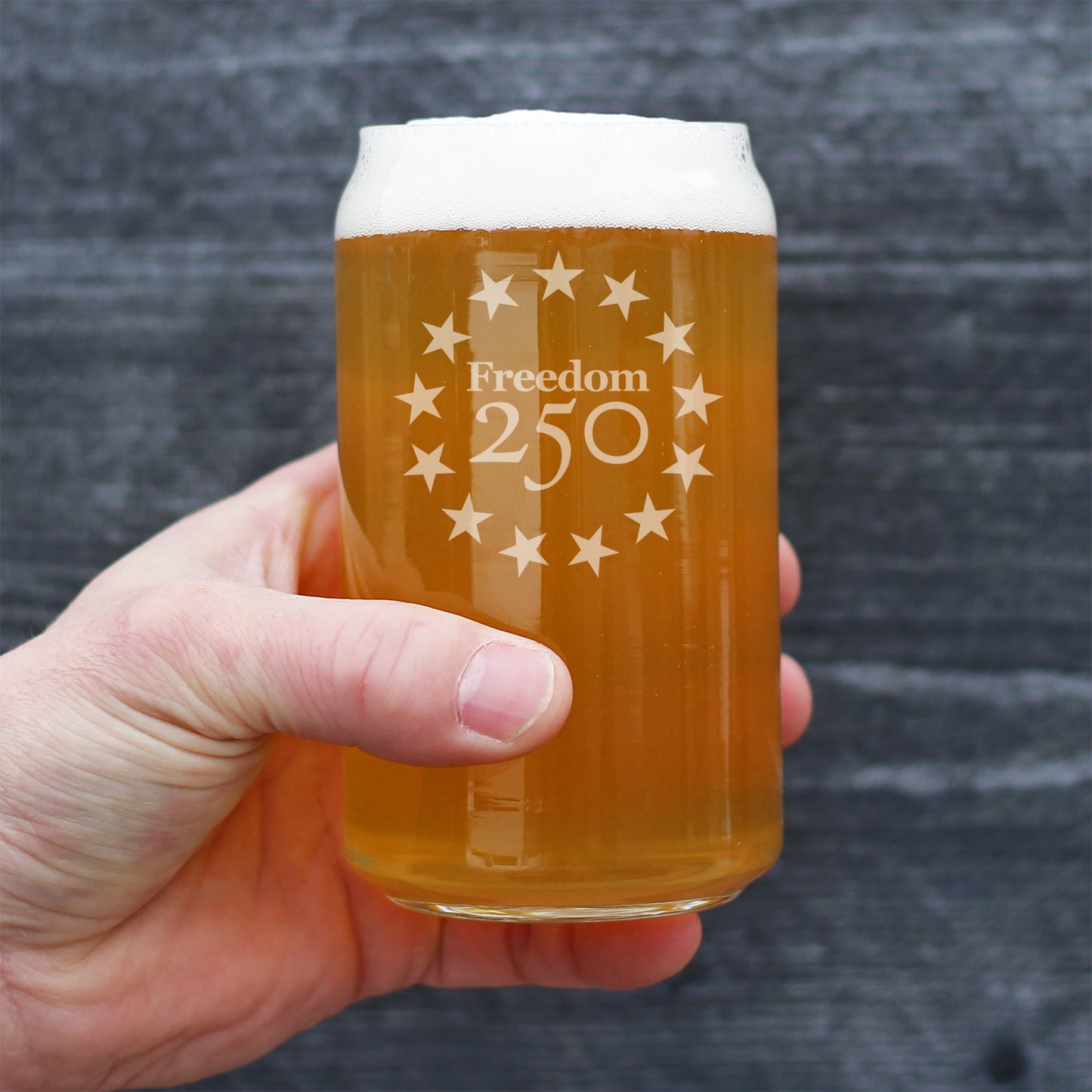 Freedom 250 Betsy Ross Logo Engraved Beer Can Glass 16oz