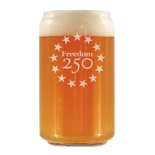 Freedom 250 Betsy Ross Logo Engraved Beer Can Glass 16oz