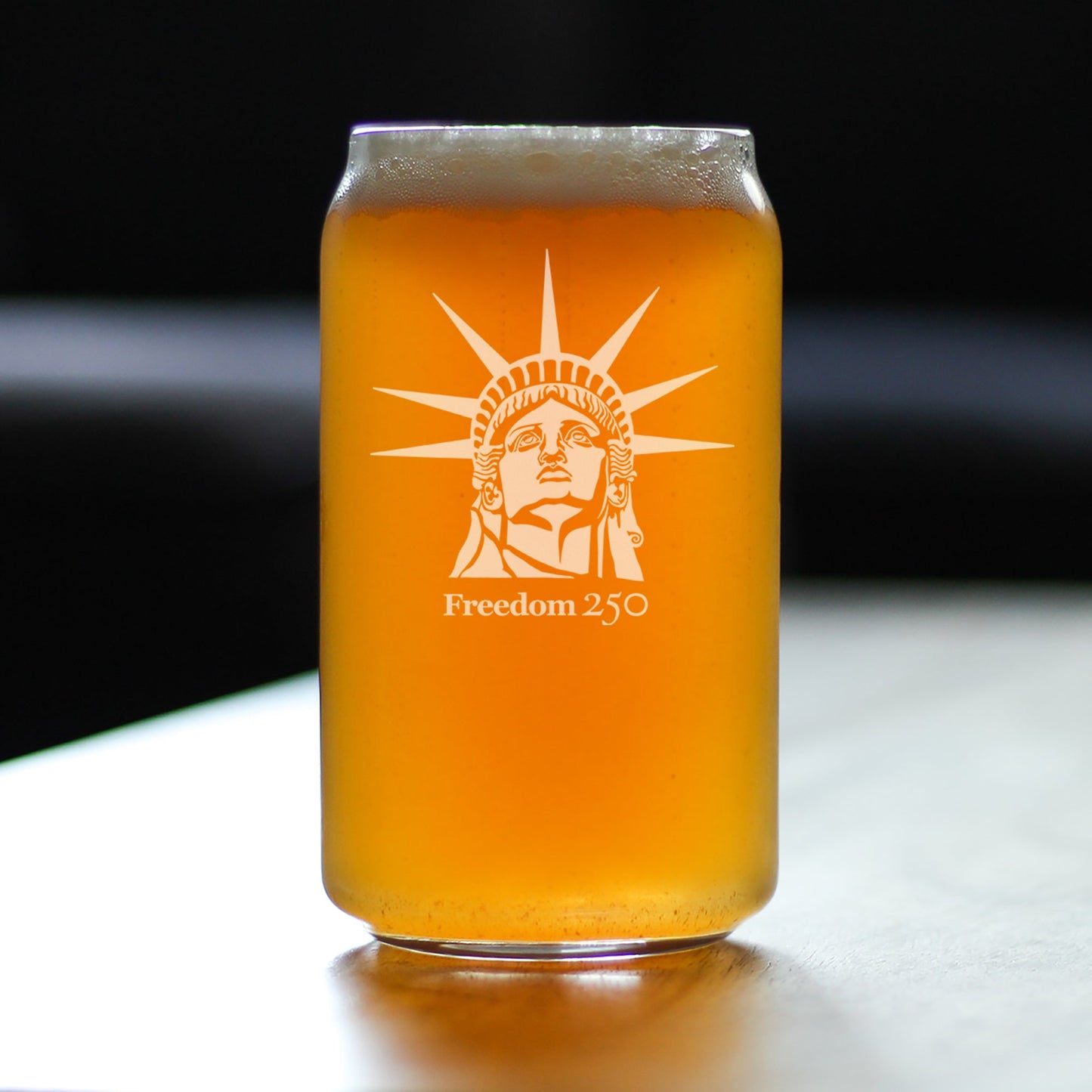 Freedom 250 Statue of Liberty Profile Engraved Beer Can Glass 16oz