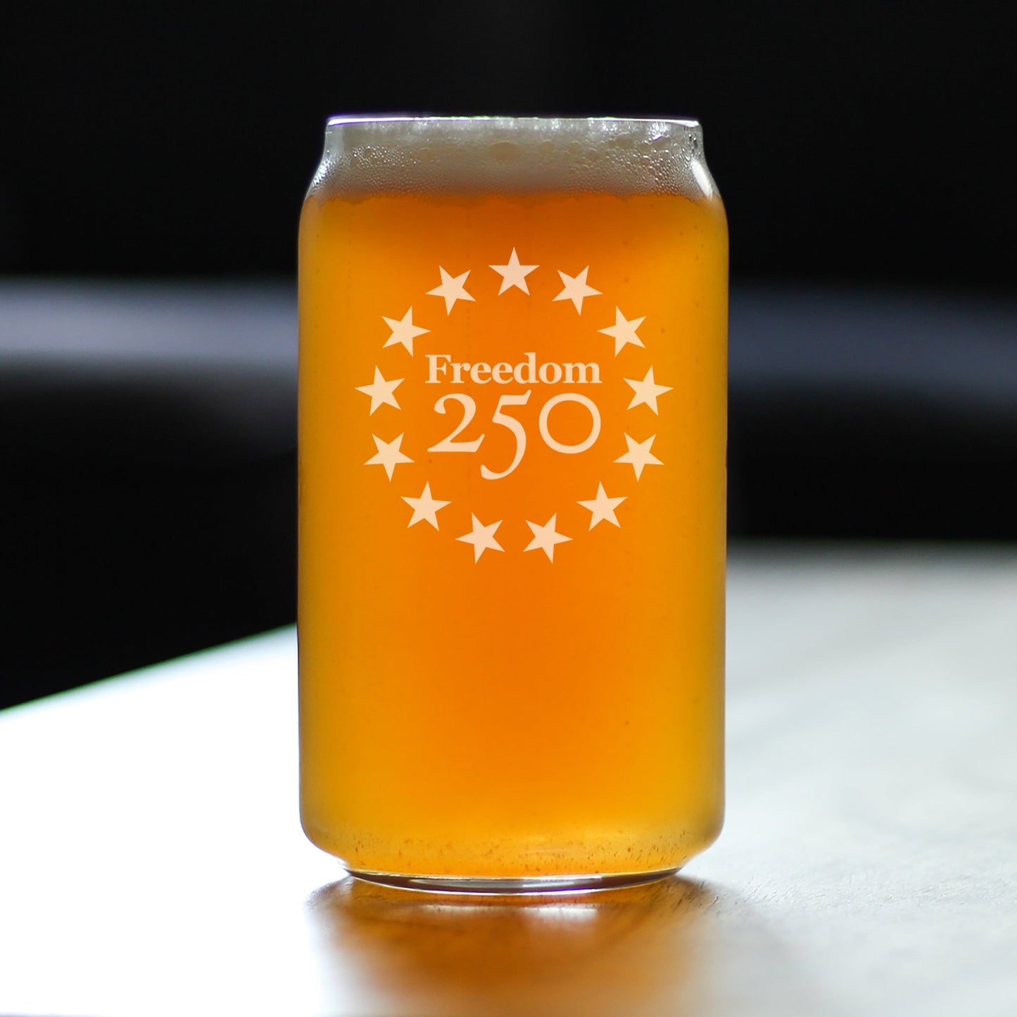 Freedom 250 Betsy Ross Logo Engraved Beer Can Glass 16oz