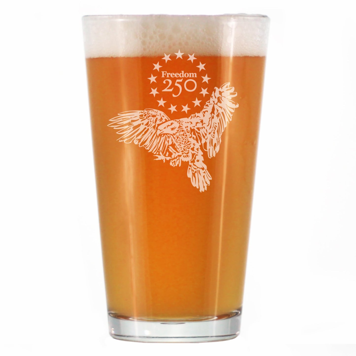 Freedom 250 Bald Eagle Engraved Pint Glass 16oz
