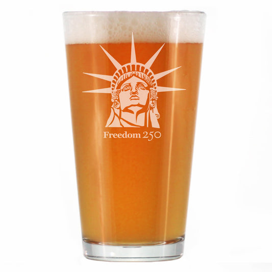 Freedom 250 Statue of Liberty Profile Engraved Pint Glass 16oz