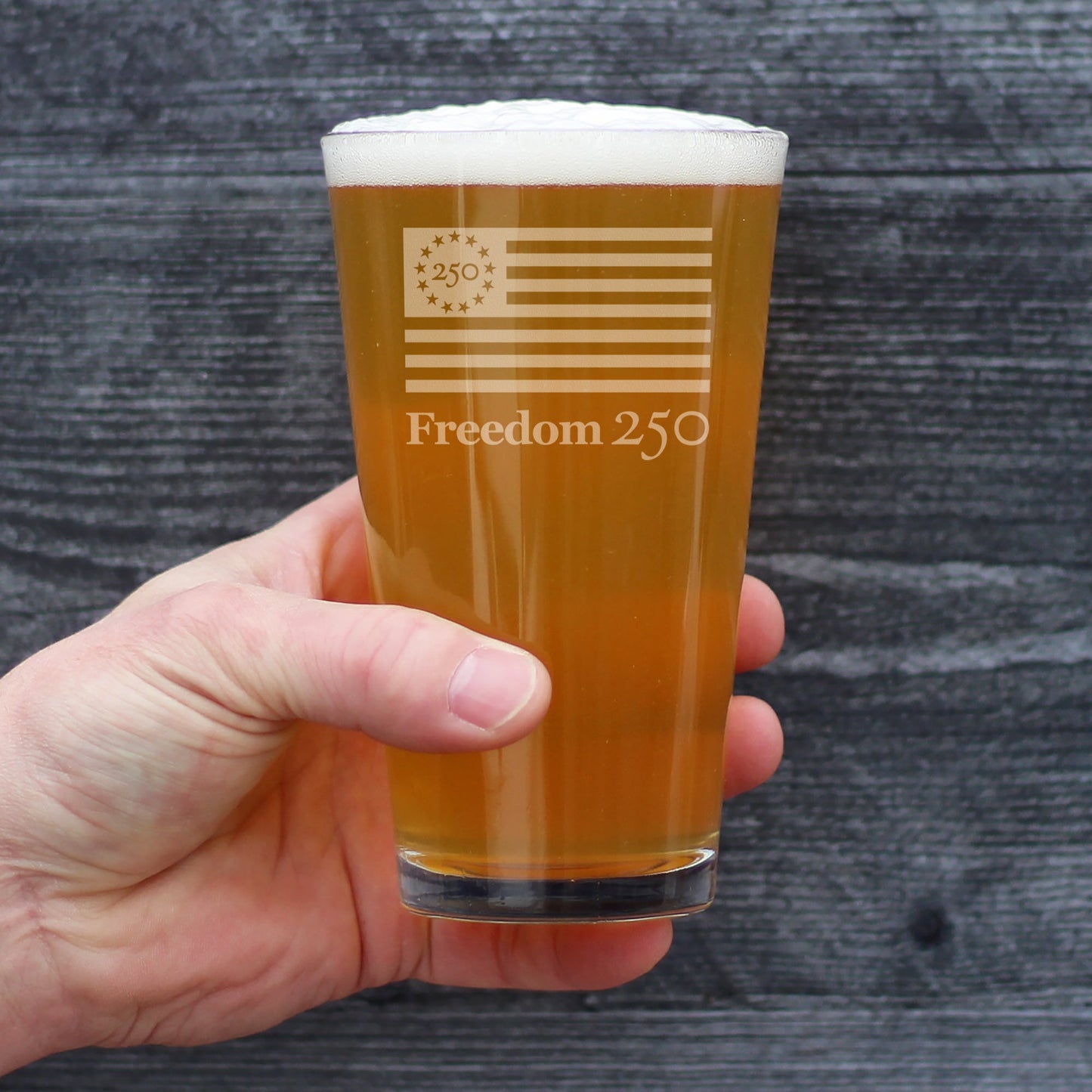 Freedom 250 Logo Engraved Pint Glass 16oz