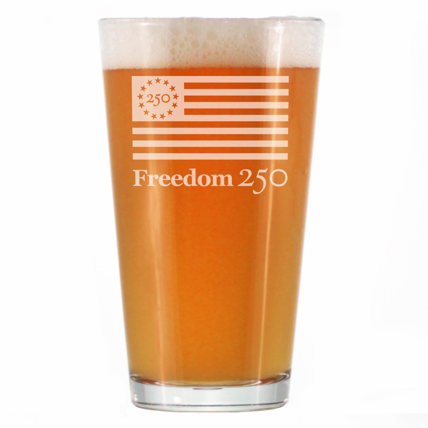 Freedom 250 Logo Engraved Pint Glass 16oz