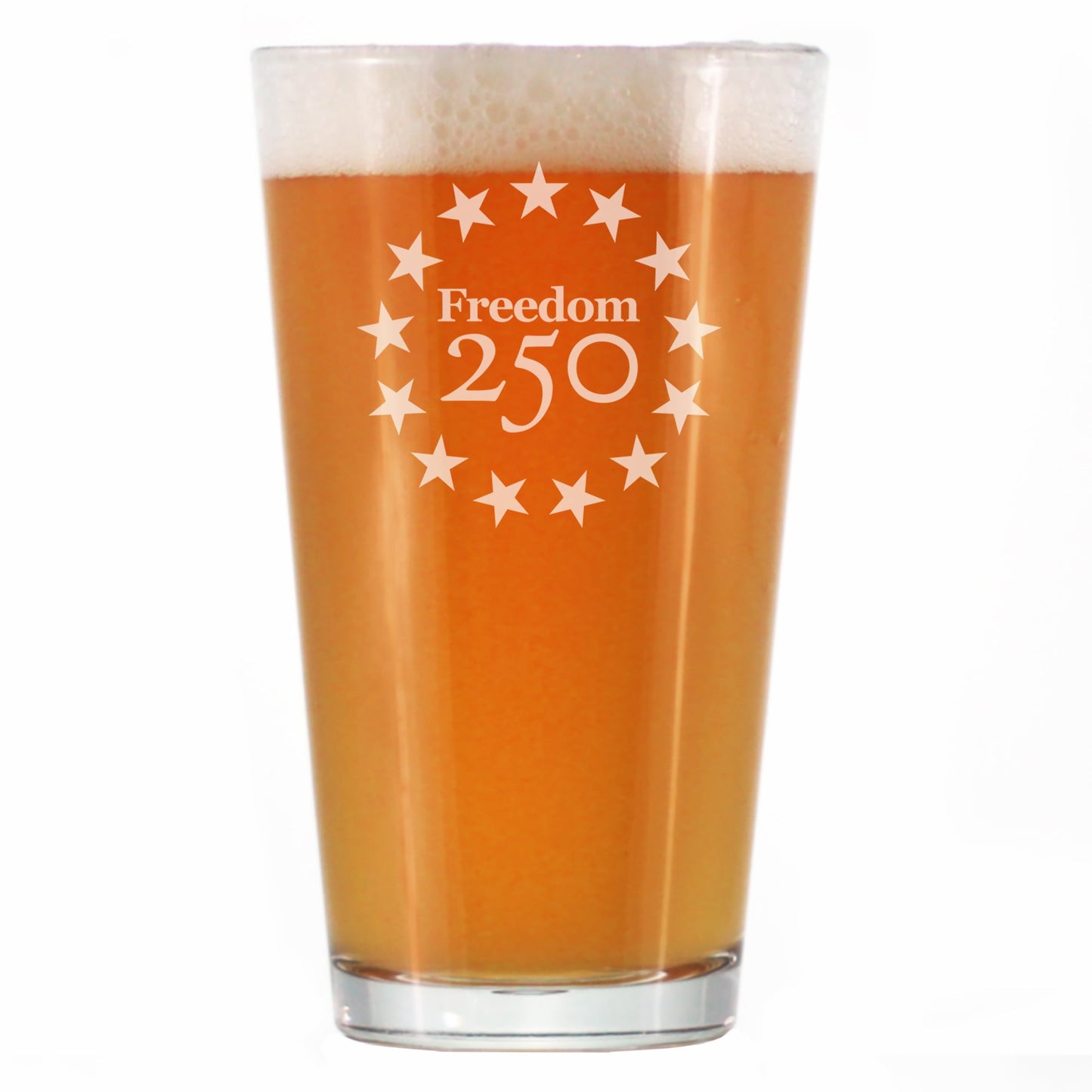 Freedom 250 Betsy Ross Logo Engraved Pint Glass 16oz