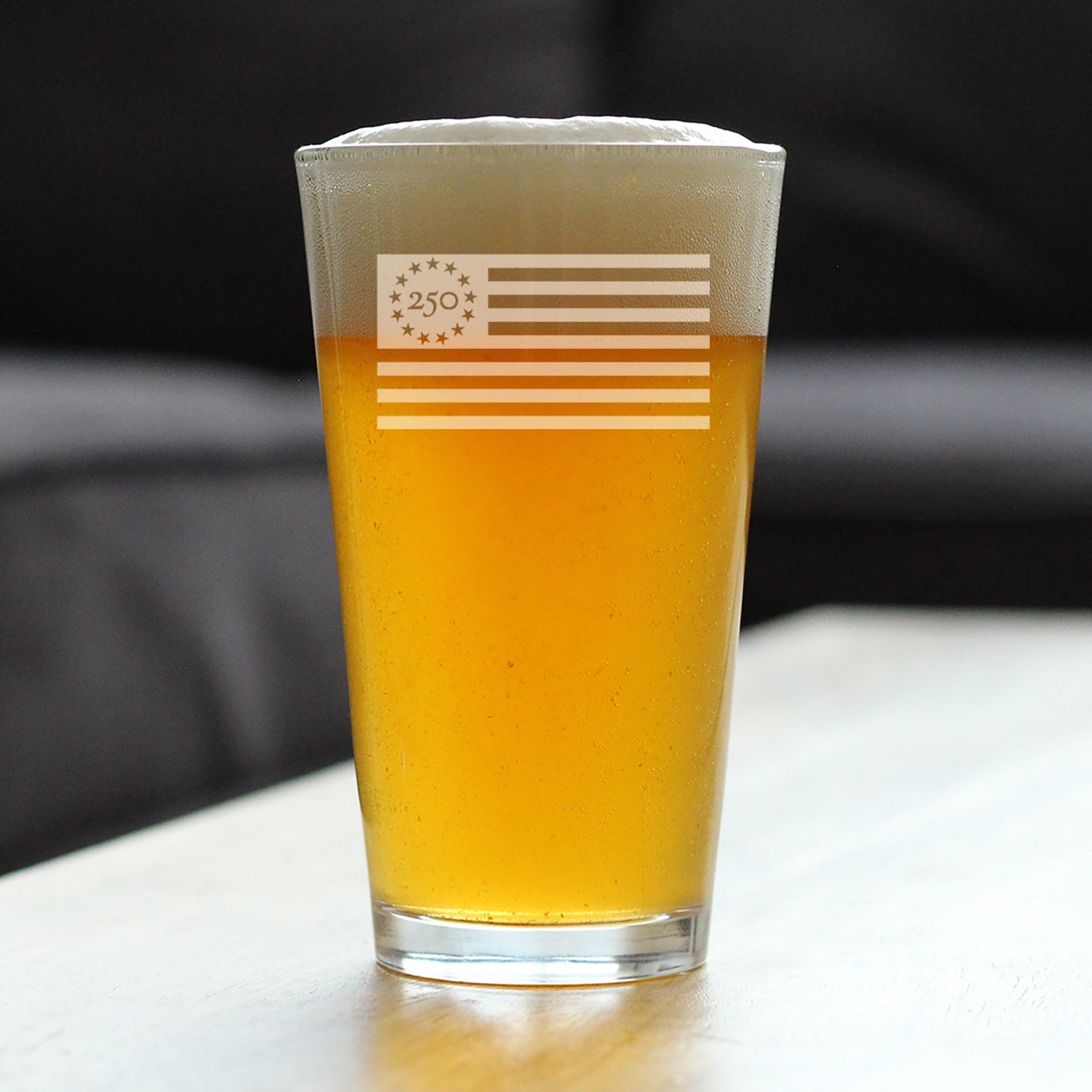 Freedom 250 Flag Logo Engraved Pint Glass Official Merch for 250th Anniversary of the USA High Quality Pint Glasses for Beer - 16oz
