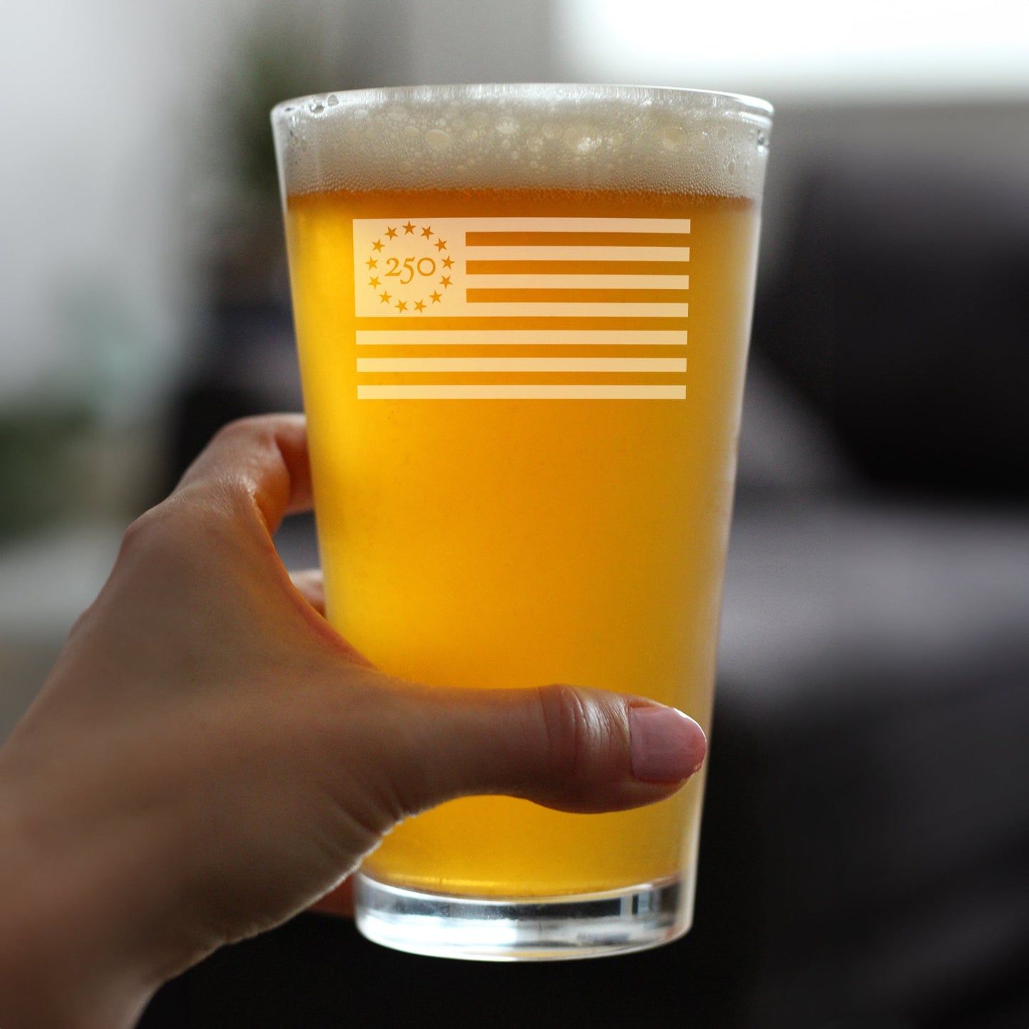 Freedom 250 Flag Logo Engraved Pint Glass Official Merch for 250th Anniversary of the USA High Quality Pint Glasses for Beer - 16oz