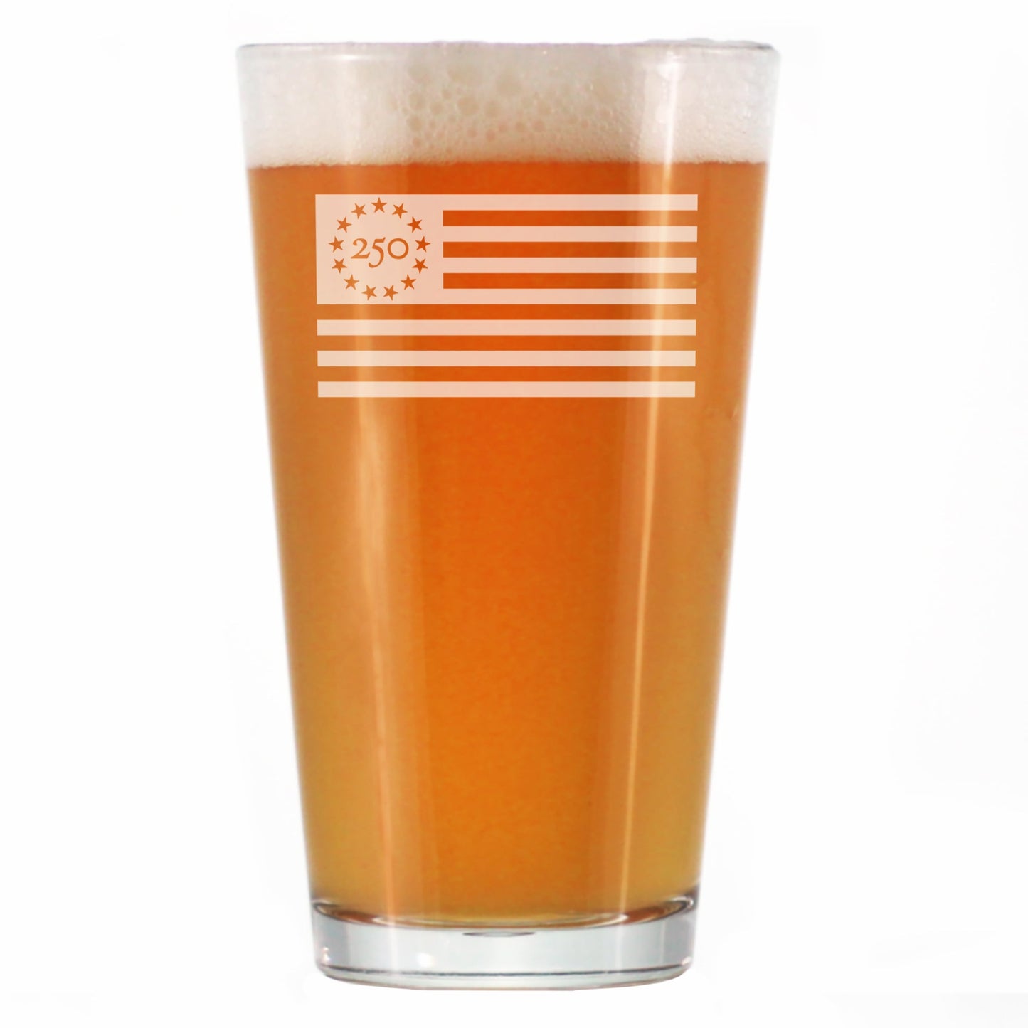 Freedom 250 Flag Logo Engraved Pint Glass Official Merch for 250th Anniversary of the USA High Quality Pint Glasses for Beer - 16oz