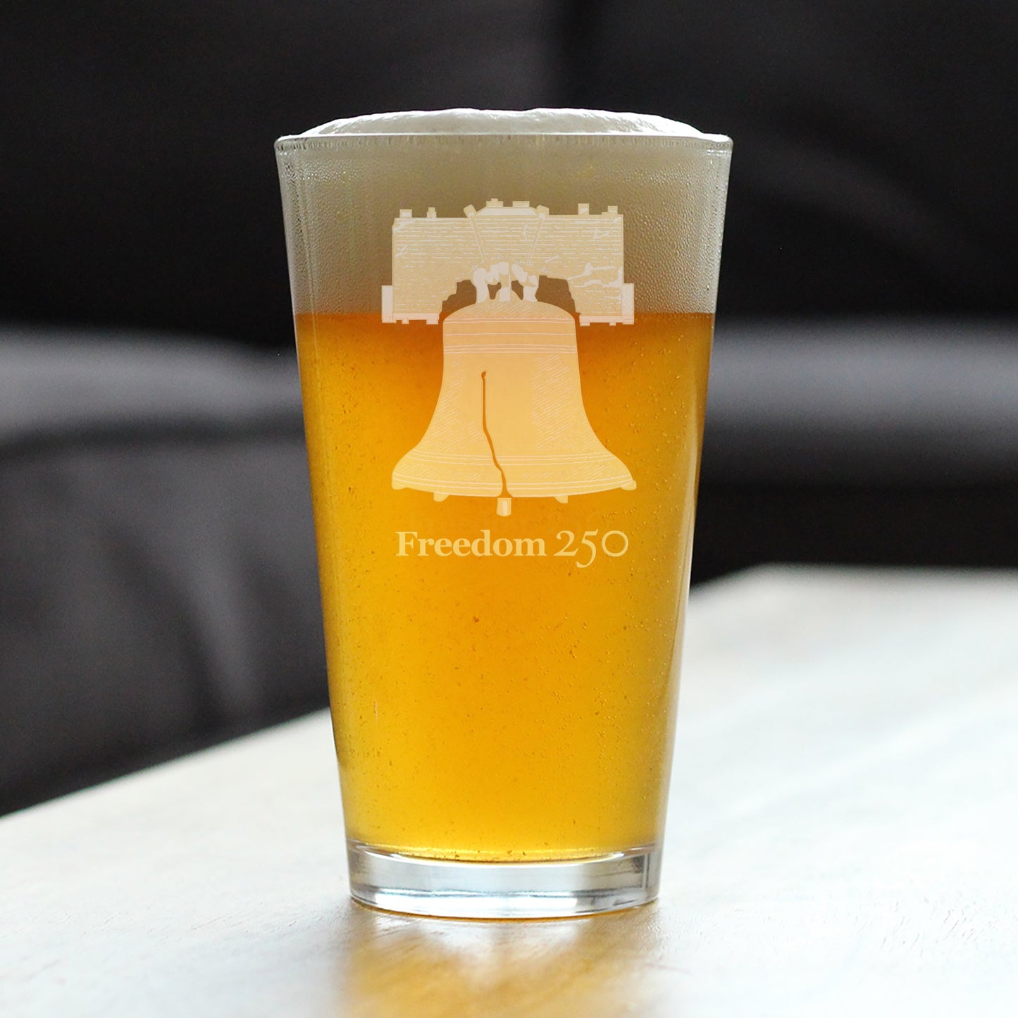 Freedom 250 Liberty Bell Engraved Pint Glass Official Merch for 250th Anniversary of the USA High Quality Pint Glasses for Beer - 16oz