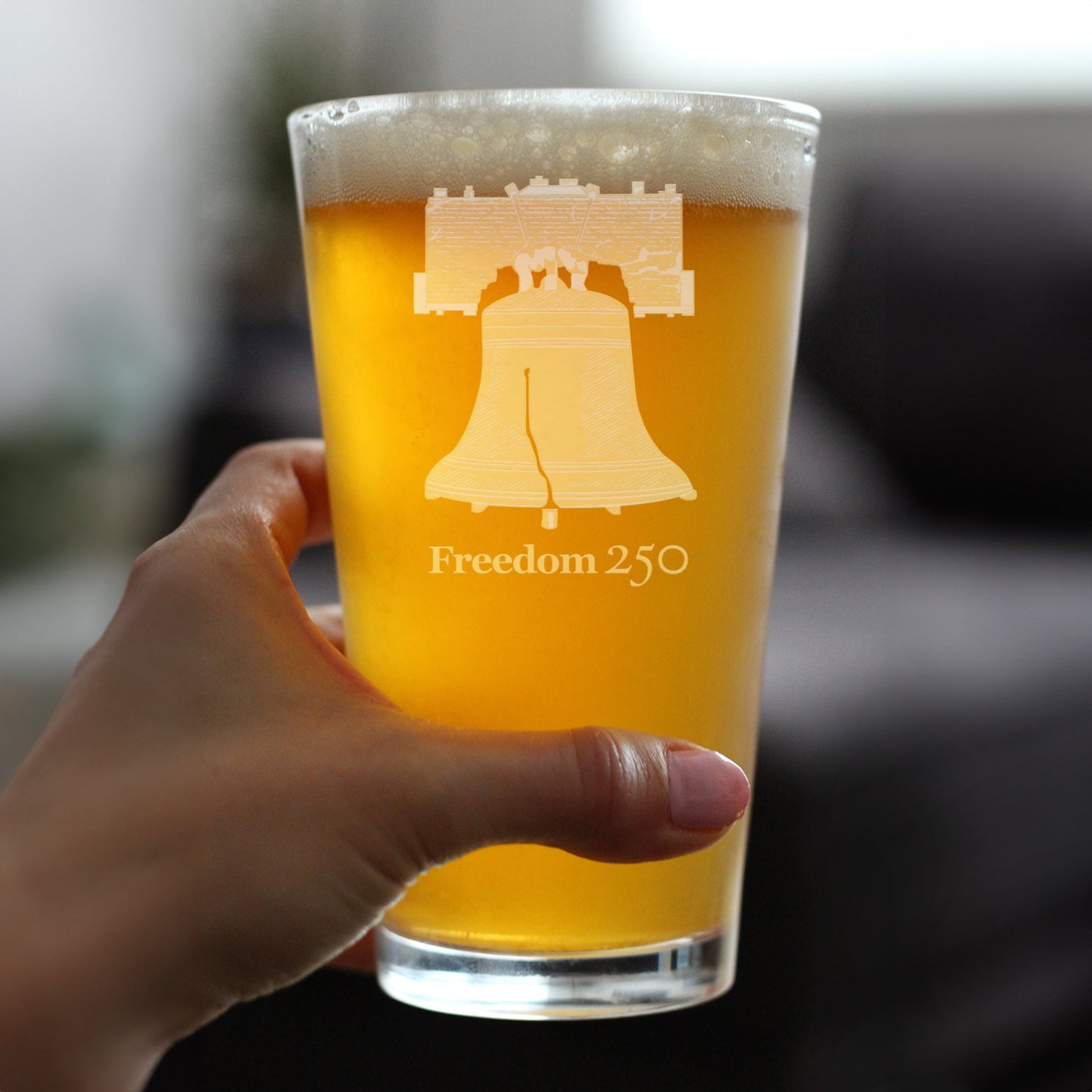 Freedom 250 Liberty Bell Engraved Pint Glass Official Merch for 250th Anniversary of the USA High Quality Pint Glasses for Beer - 16oz