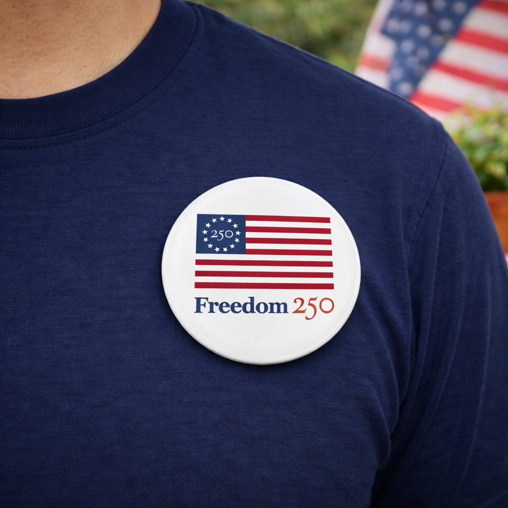 Official Freedom 250 White 3" Buttons, Set of 2