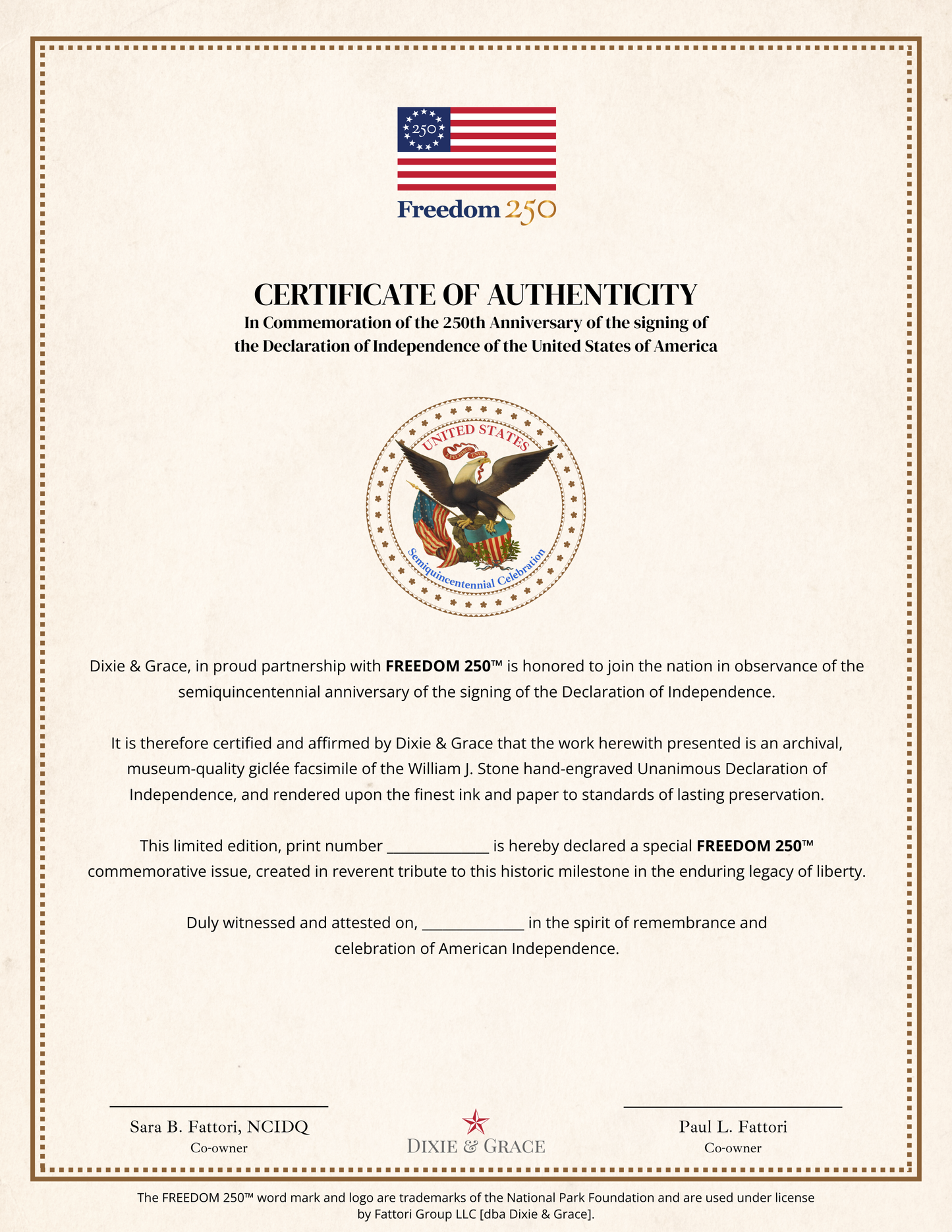 Declaration of Independence: Freedom 250 [Giclée Print]