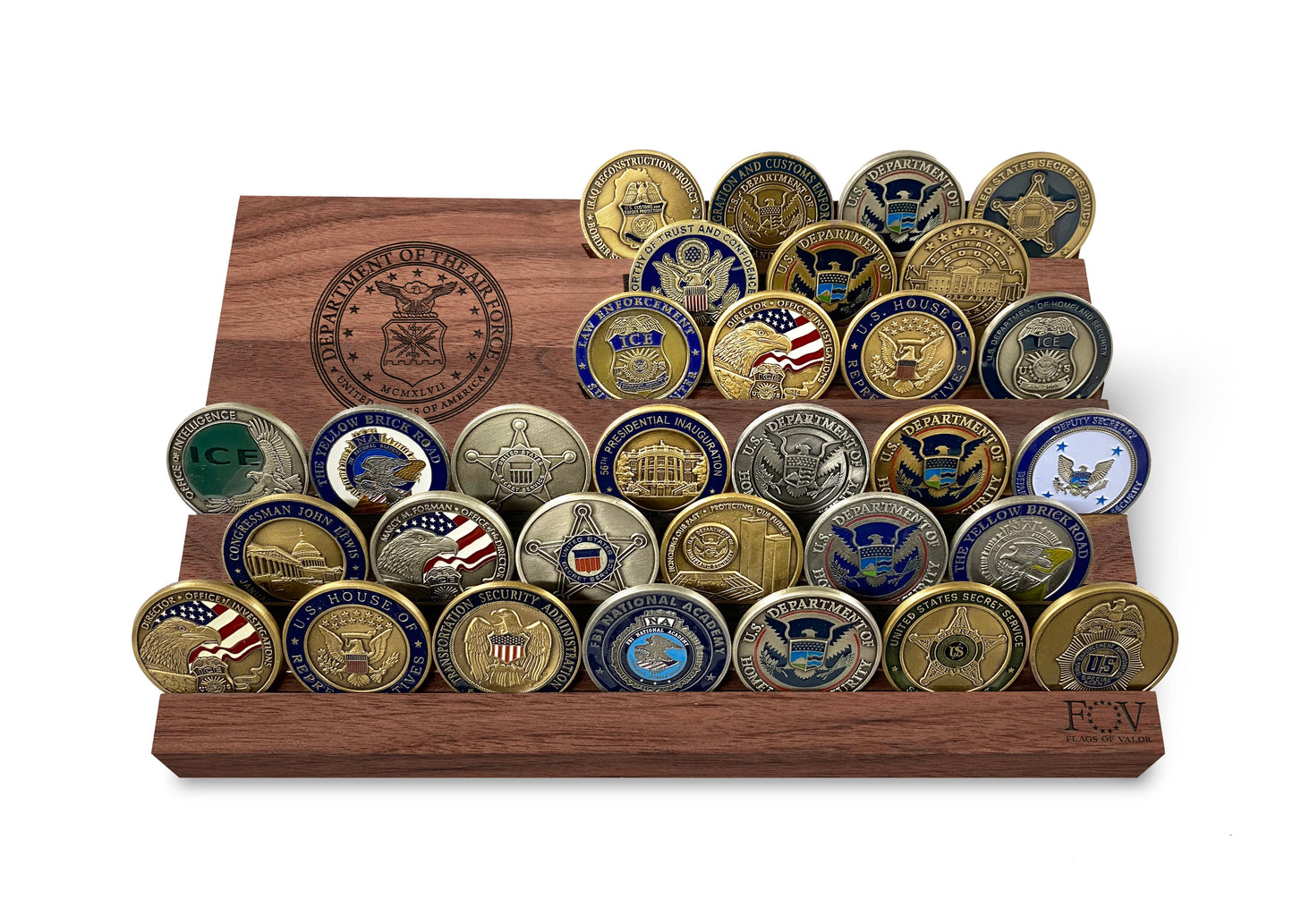 American Flag Wooden Desktop Challenge Coin Holder