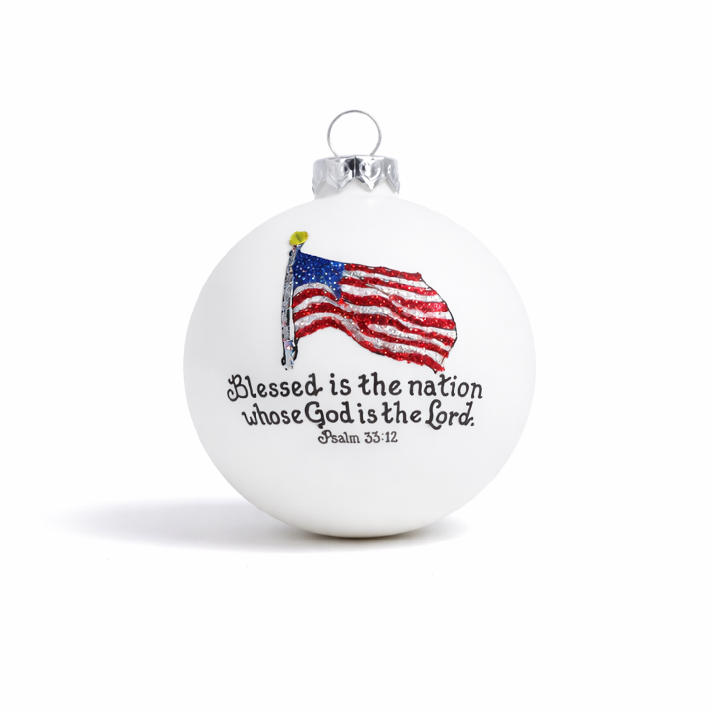 Psalm 33:12 Hand-Painted Ornament