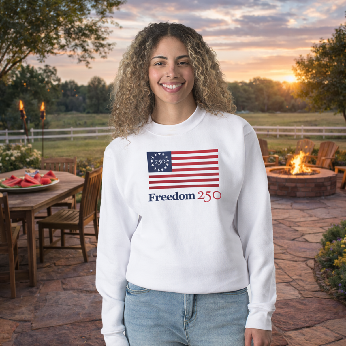 Official Freedom 250 Unisex White Fleece Sweatshirt