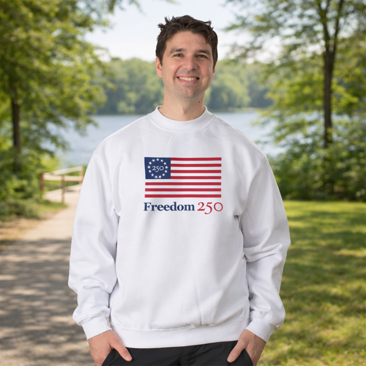 Official Freedom 250 Unisex White Fleece Sweatshirt