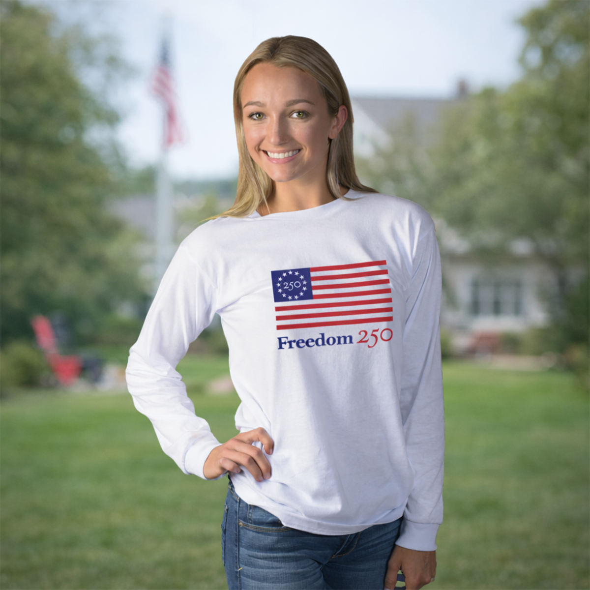 Freedom 250 Unisex White Long Sleeve Tee