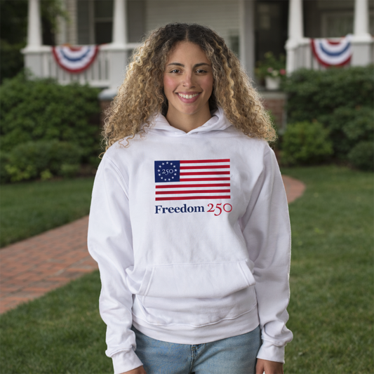 Freedom 250 Unisex White Hooded Pullover
