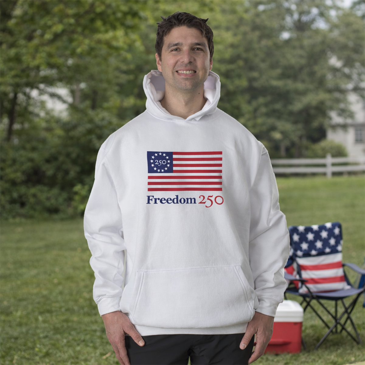 Freedom 250 Unisex White Hooded Pullover