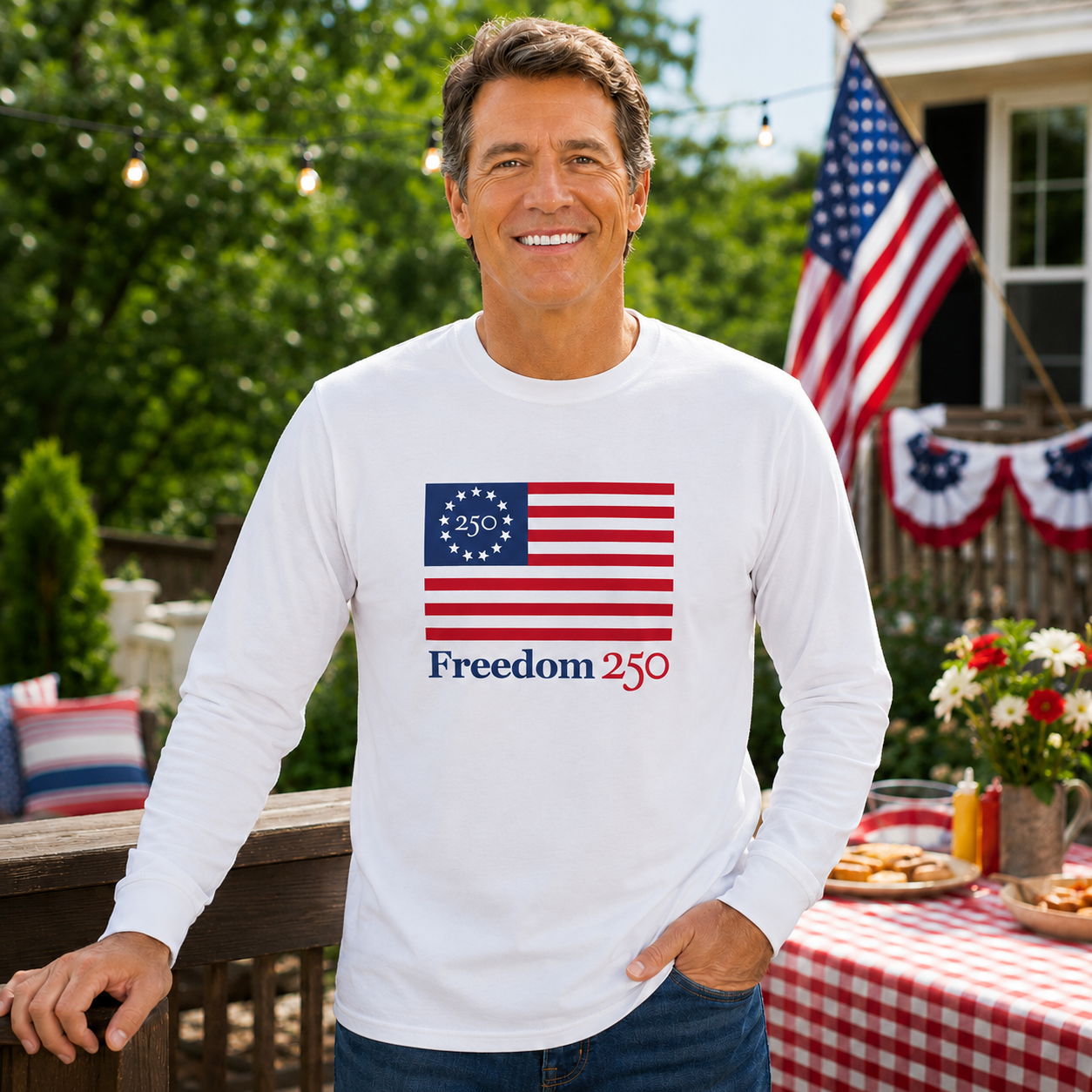 Freedom 250 Unisex White Long Sleeve Tee
