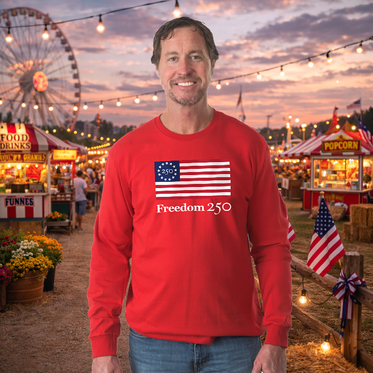 Freedom 250 Unisex Red Long Sleeve Tee