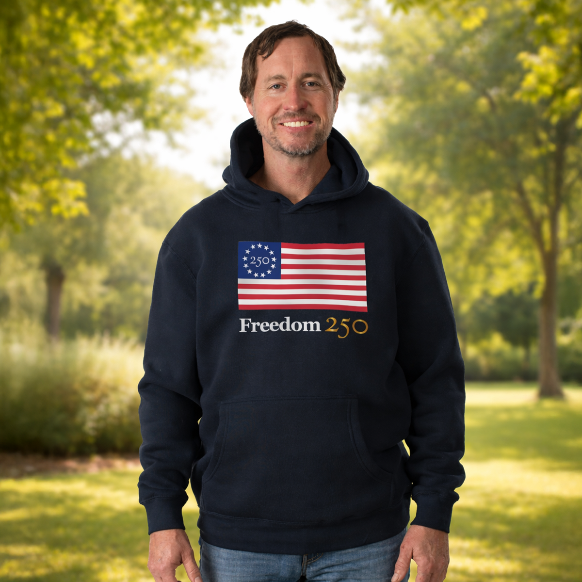 Freedom 250 Unisex Navy Hooded Pullover